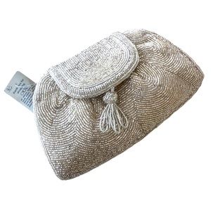 Vtg NWT Beaded Gold Tassel Clutch / Shoulder Bag